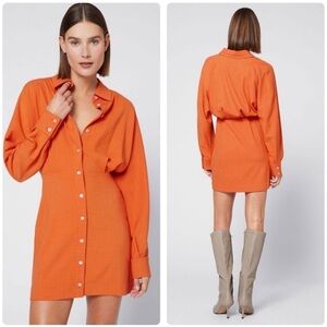 & Other Stories Orange Collared Shirt Dress